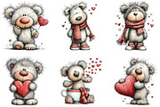 Whimsical Valentine Teddy Bear PNG, an Illustration by CraftArtStudio (Thumbnail 5 of 6)