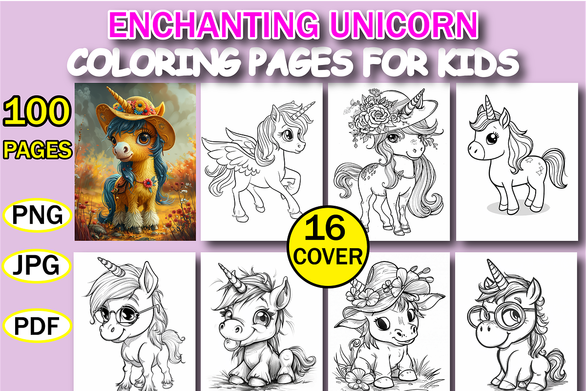 Enchanting Unicorn Coloring Book V2, an Animal Illustration by Design Zone (Photo 1 of 7)