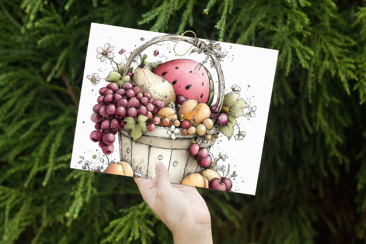 Summer Fruit Basket Clipart, an Illustration by Libby Wishes (Photo 6 of 7)