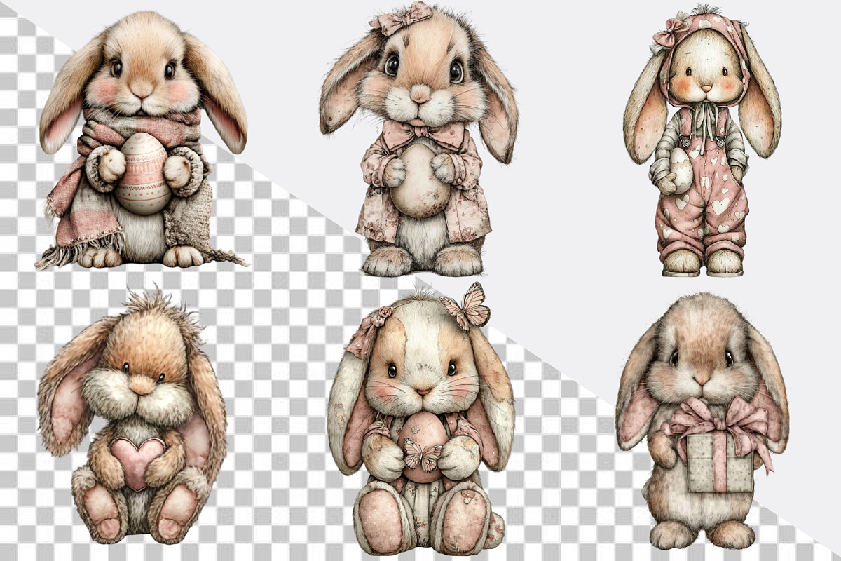 Whimsical Easter Bunny Clipart Bundl, an Illustration by SVGArt (Photo 3 of 7)