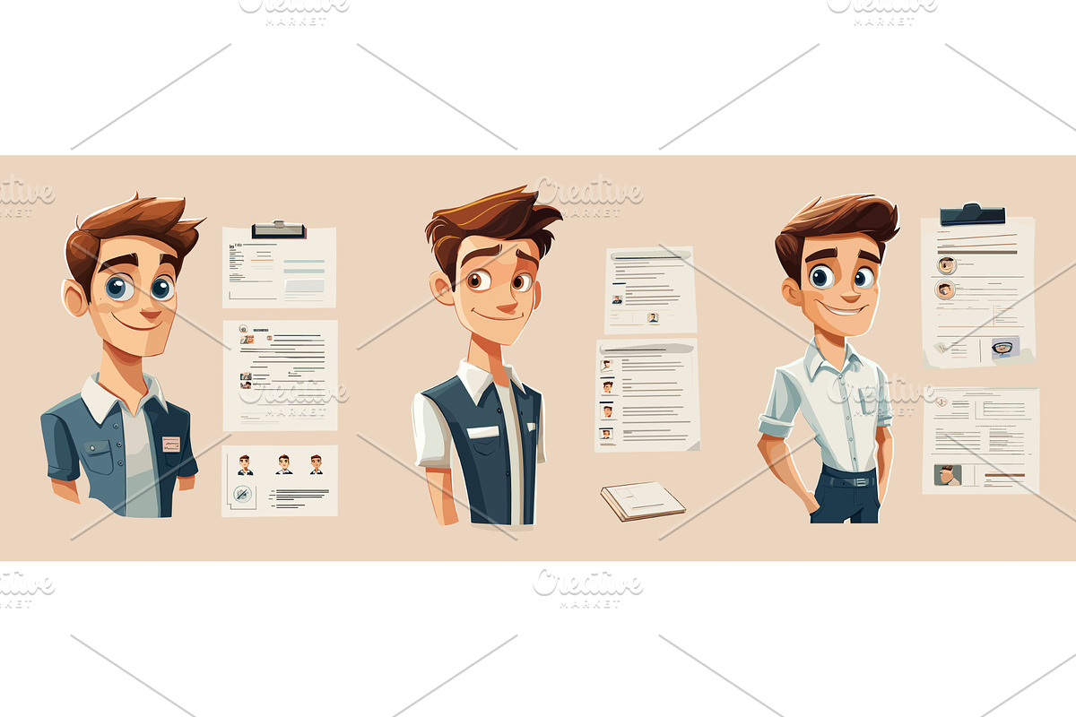Job candidate case. Cartoon man, a Person Illustration by Stock-Smart-Start