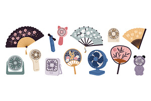 Traditional and electric fans. Paper, an Object Illustration by YummyBuum