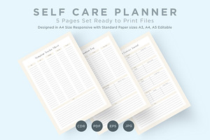 Self Care Planning Pages Set V-19, a Stationery Template by shahsoft