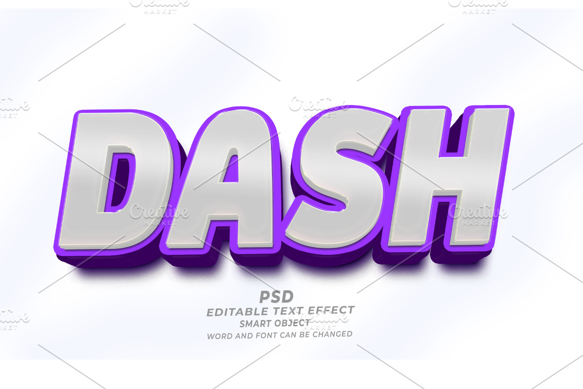 Dash 3D Editable Text Effect PSD, a Layer Style Add-On by TrueVector (Photo 1 of 2)