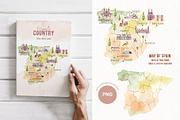 Travel to Spain. Watercolor clipart, an Illustration by VerAna (Thumbnail 5 of 13)