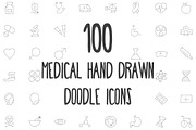 100 Medical Hand Drawn Doodle Icons, an Outline Icon by Creative Stall (Thumbnail 1 of 3)