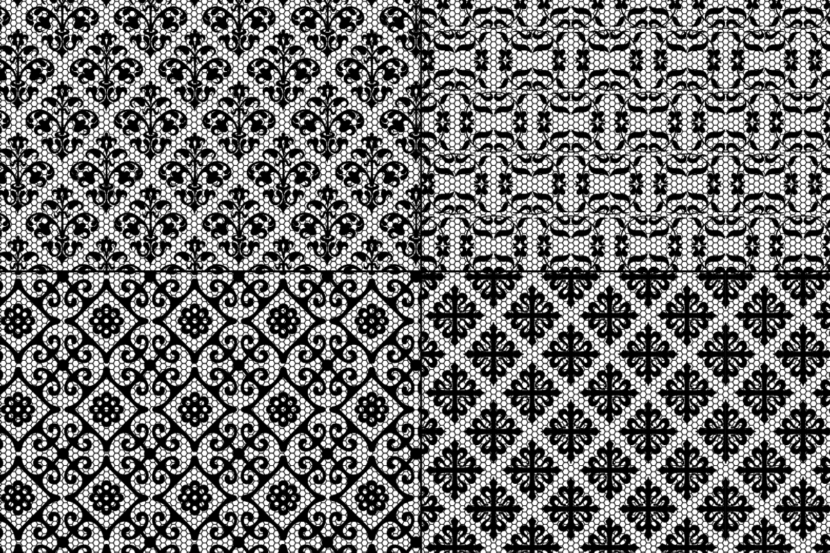 Seamless Black Lace Patterns preview 5