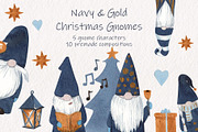 Navy & Gold Hygge Christmas Gnomes, an Illustration by Catch the Dream Art (Thumbnail 1 of 8)