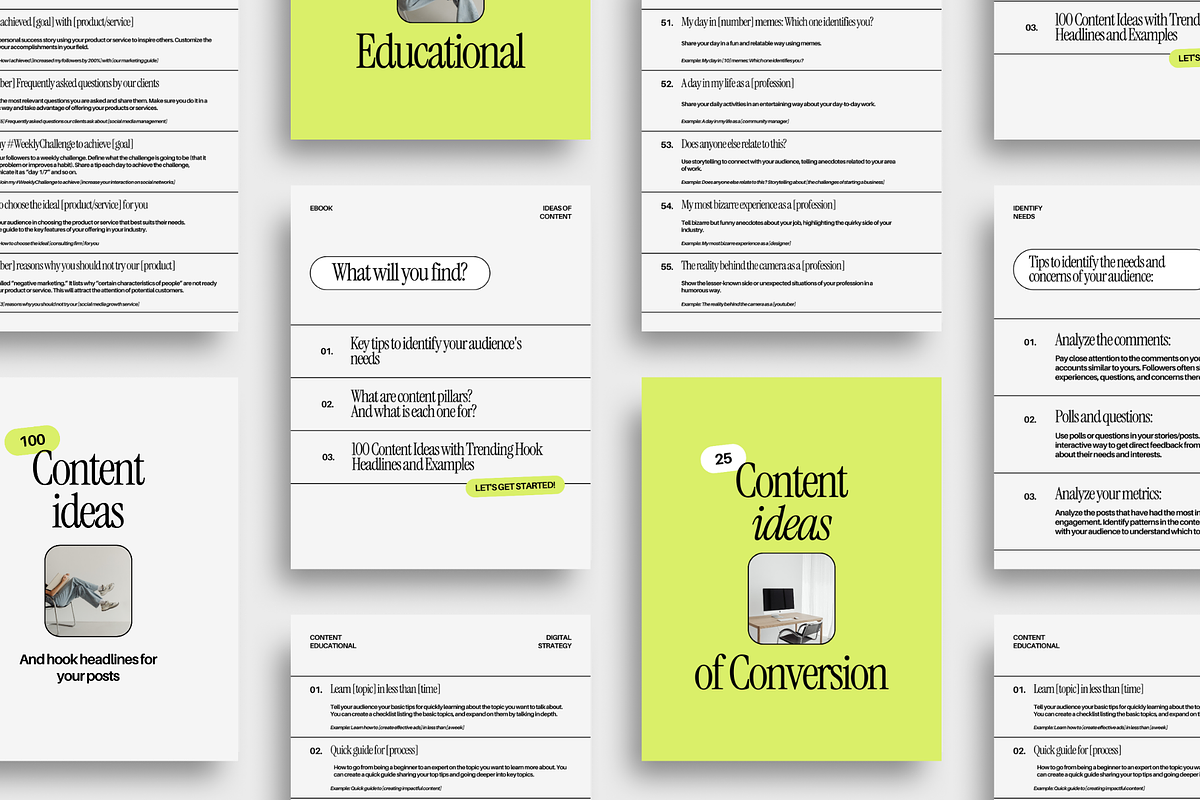 100 Content Ideas for Social Media, a Social Media Template by Mila Estudio (Photo 3 of 4)