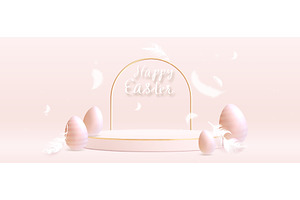 Golden arch podium and Easter eggs, an Illustration by art PVP - market