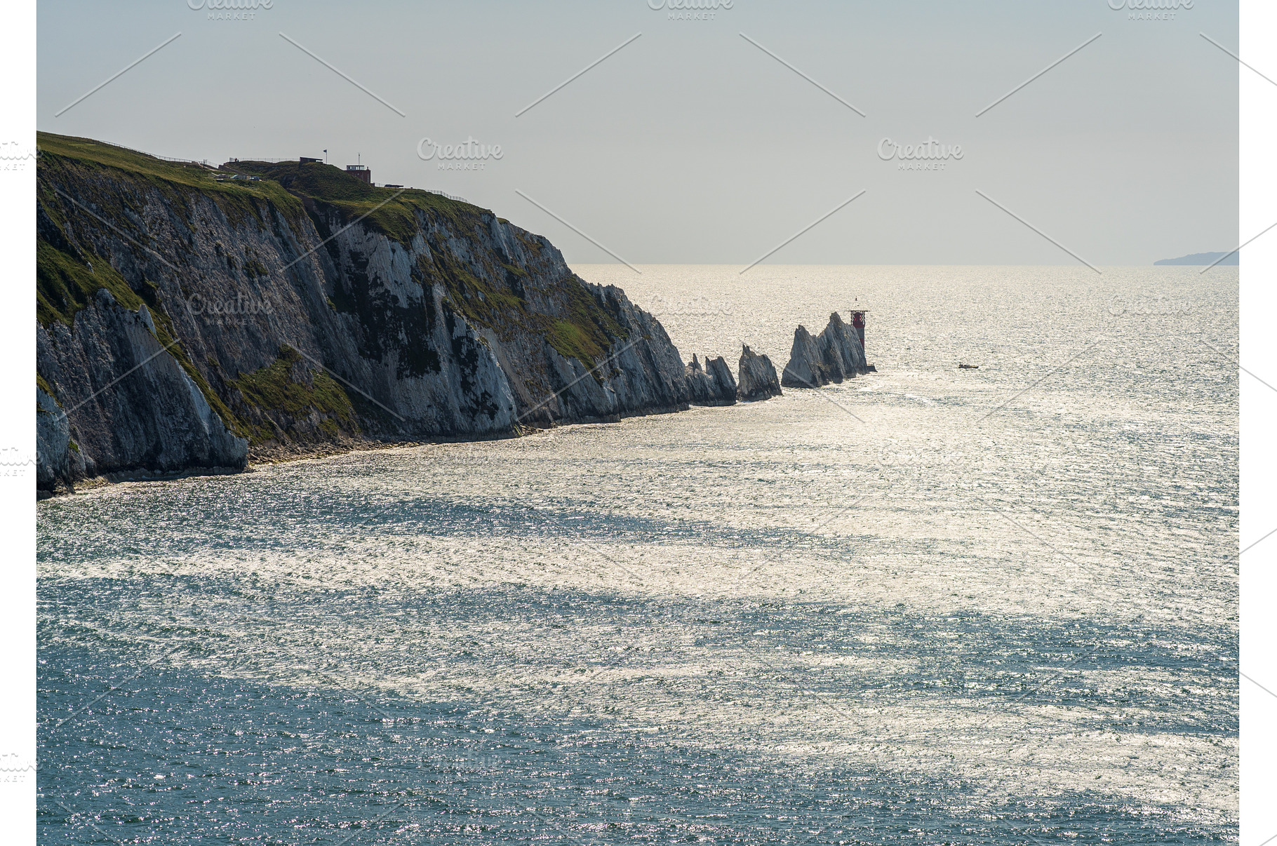 The dramatic chalk stacks of The, an Architecture Photo by Backyard Stock