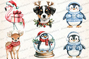 Christmas Animals Clipart, an Illustration by DreamCafeArt (Thumbnail 3 of 7)