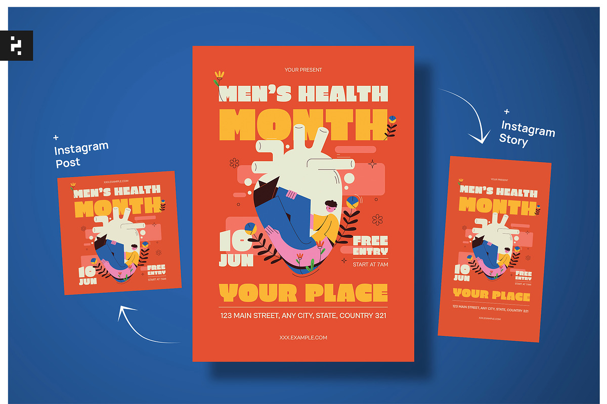 Orange Men's Health Month Flyer, a Flyer Template by Neermana (Photo 1 of 4)