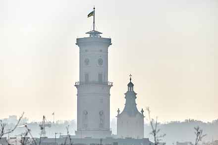 Lviv Town Hall. Central part of the old town of Lviv, cultural tourism center o, an Architecture Photo by Rohan Photography