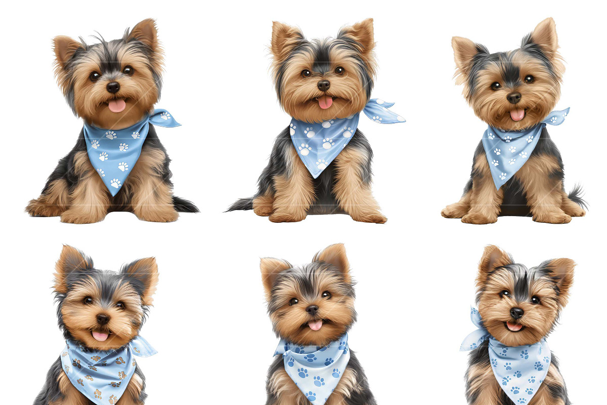 Watercolor Yorkie Dog Clipart Bundle, an Animal Illustration by Design Scotch (Photo 4 of 8)