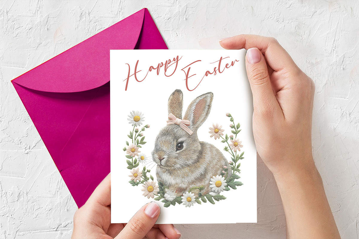 Embroidery Easter Cute Bunny PNG, an Object Graphic by V Design Creator (Photo 7 of 7)