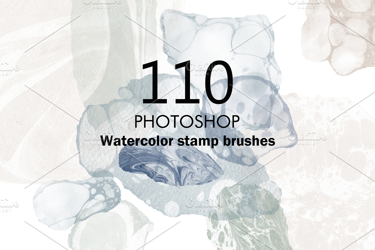 110 Watercolor brushes for photoshop, a Brush Add-On by TaPilipa (Photo 1 of 8)