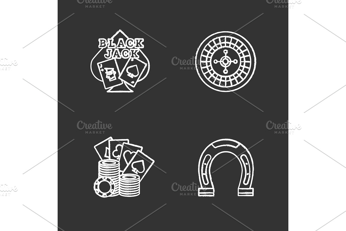 Casino chalk icons set, an Outline Icon by IMG Visuals