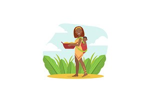 Smiling African Woman in, a Person Illustration by TopVectors