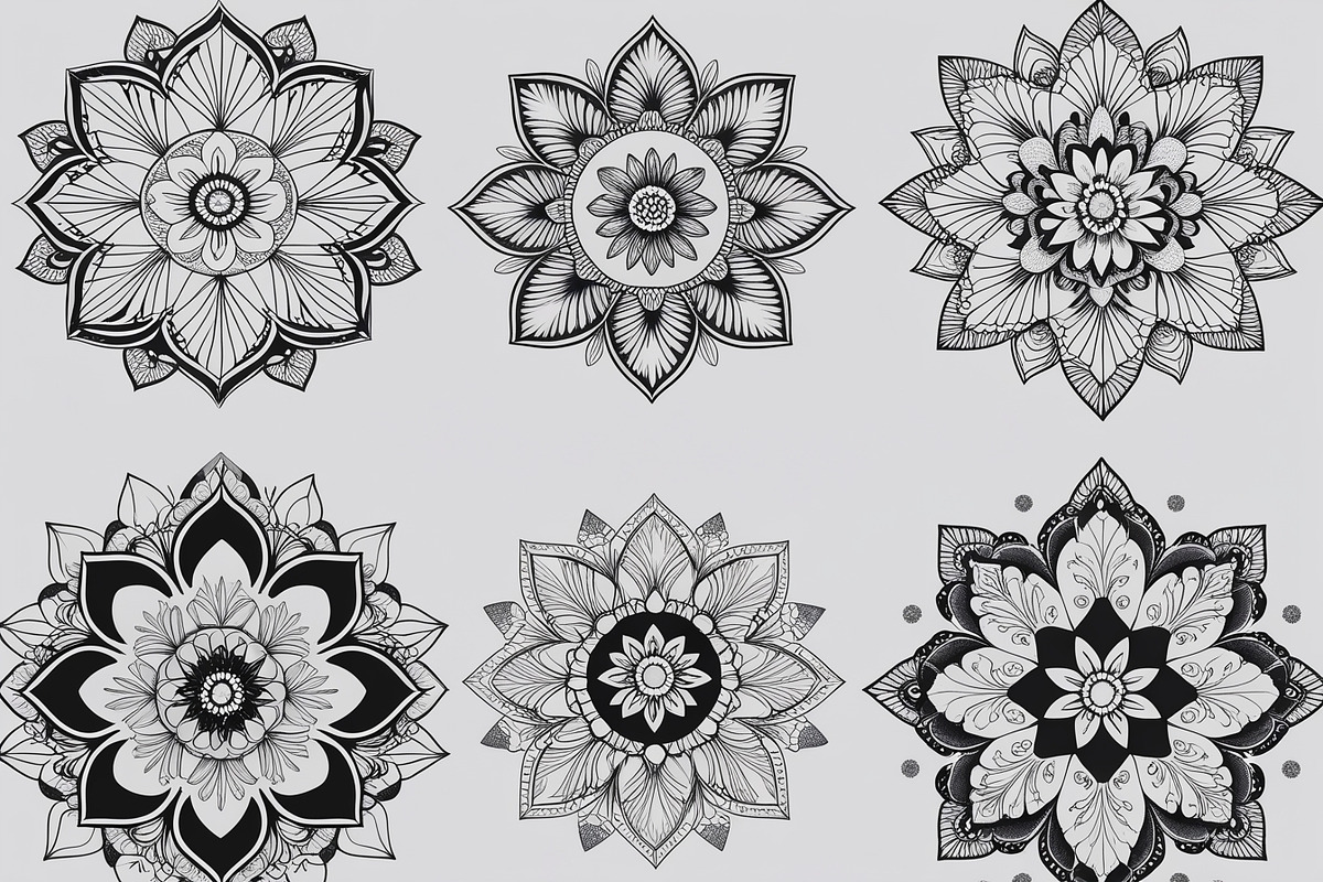 Boho Floral Mandala Bundle Set, an Illustration by Creativeshirt (Photo 5 of 7)