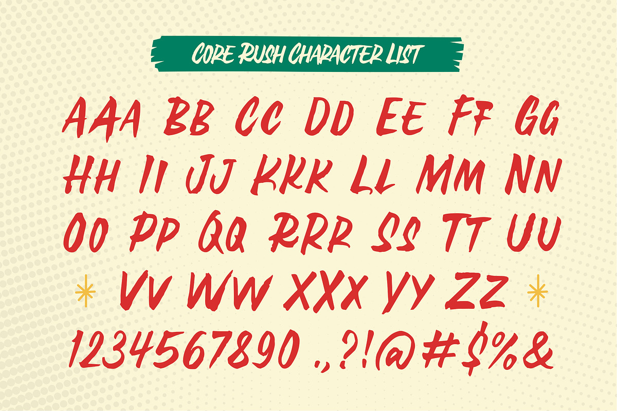Core Rush - Retro Bodega Brush Font, a Handwritten Font by Typia Nesia (Photo 10 of 10)