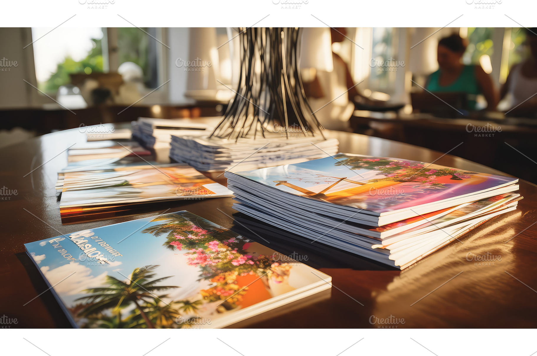 flipping brochures on table ai, an Abstract Photo by pikepicture