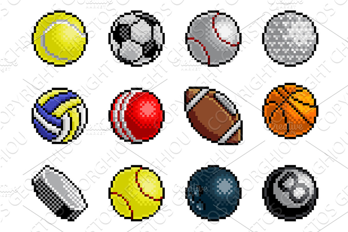Sport Ball Set Sports Balls Pixel, a Sport Illustration by Christos Georghiou
