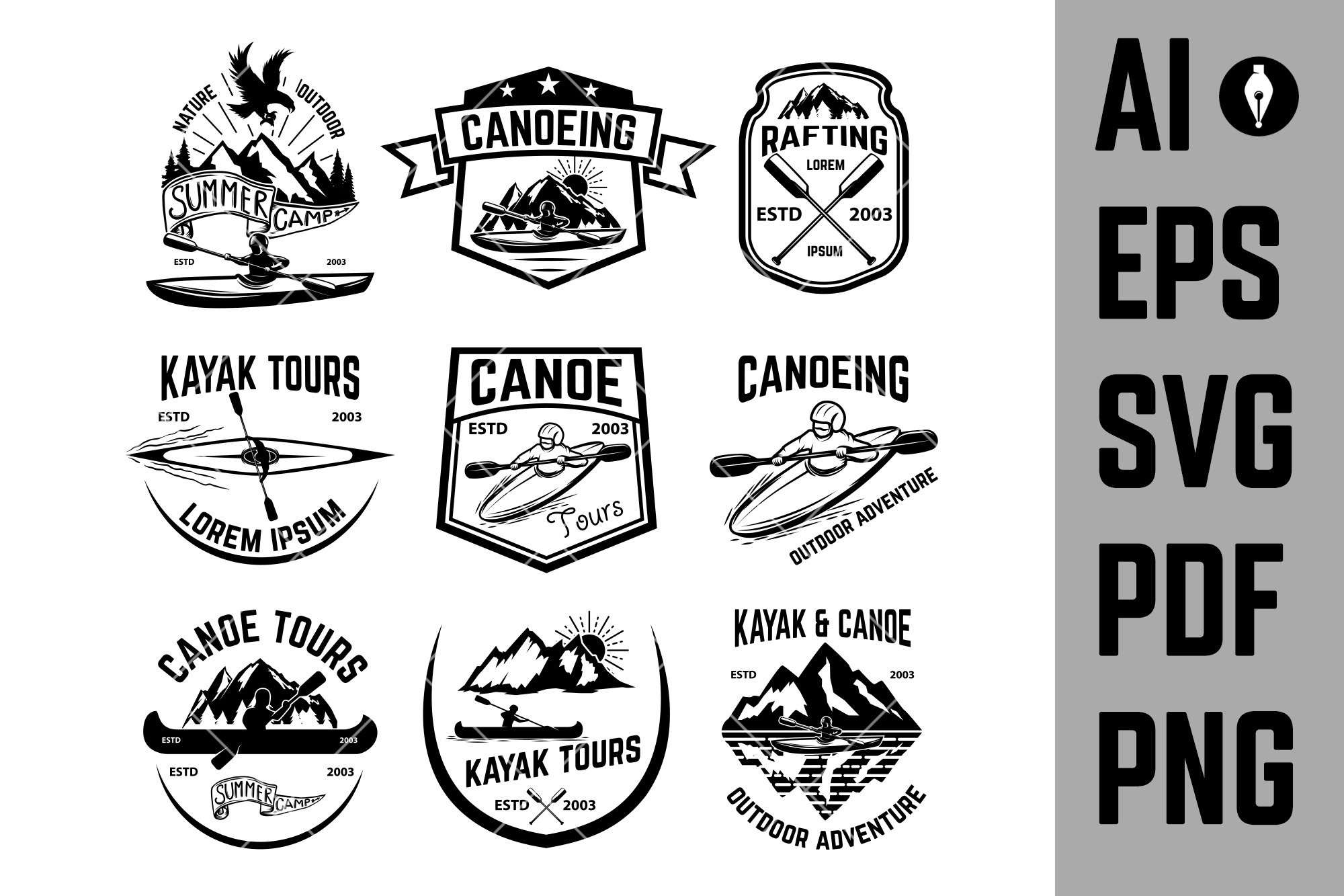 Set of canoeing and kayaking tours Healthcare Illustrations