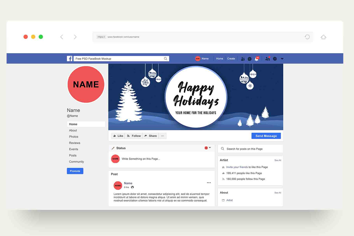 Facebook Cover Happy Holidays V2, a Social Media Template by Creativetacos (Photo 2 of 2)