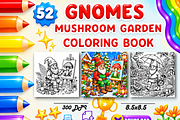 Gnomes Mushroom Garden Coloring, a Seasonal Illustration by Design Zone (Thumbnail 1 of 5)