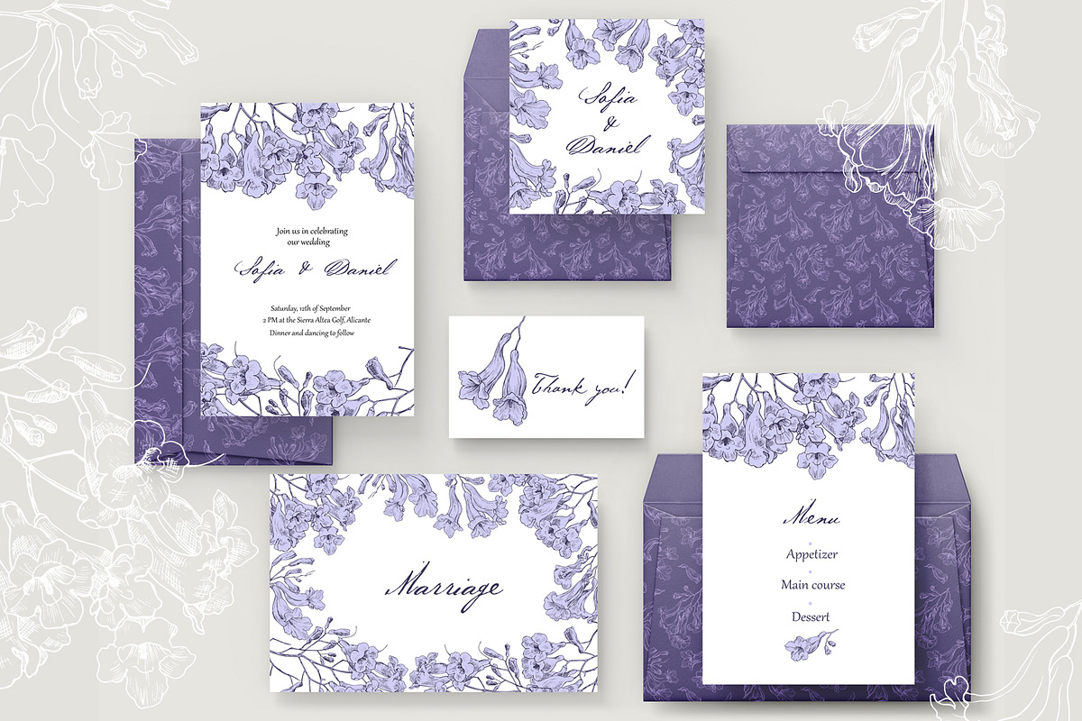 Flowers of Jacaranda. Botanical Set, a Decorative Illustration by ON_lineart_store (Photo 7 of 10)
