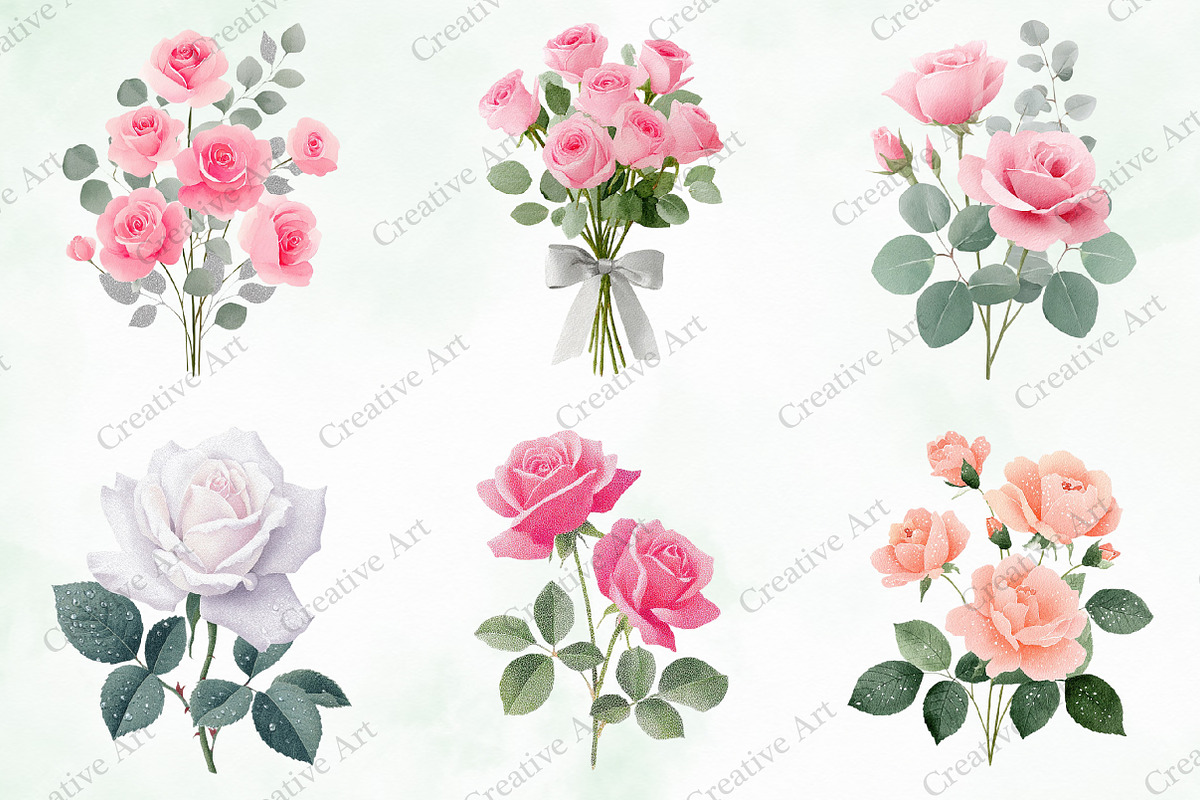 Blush And Silver Glam Roses, an Illustration by Creative Art (Photo 6 of 10)