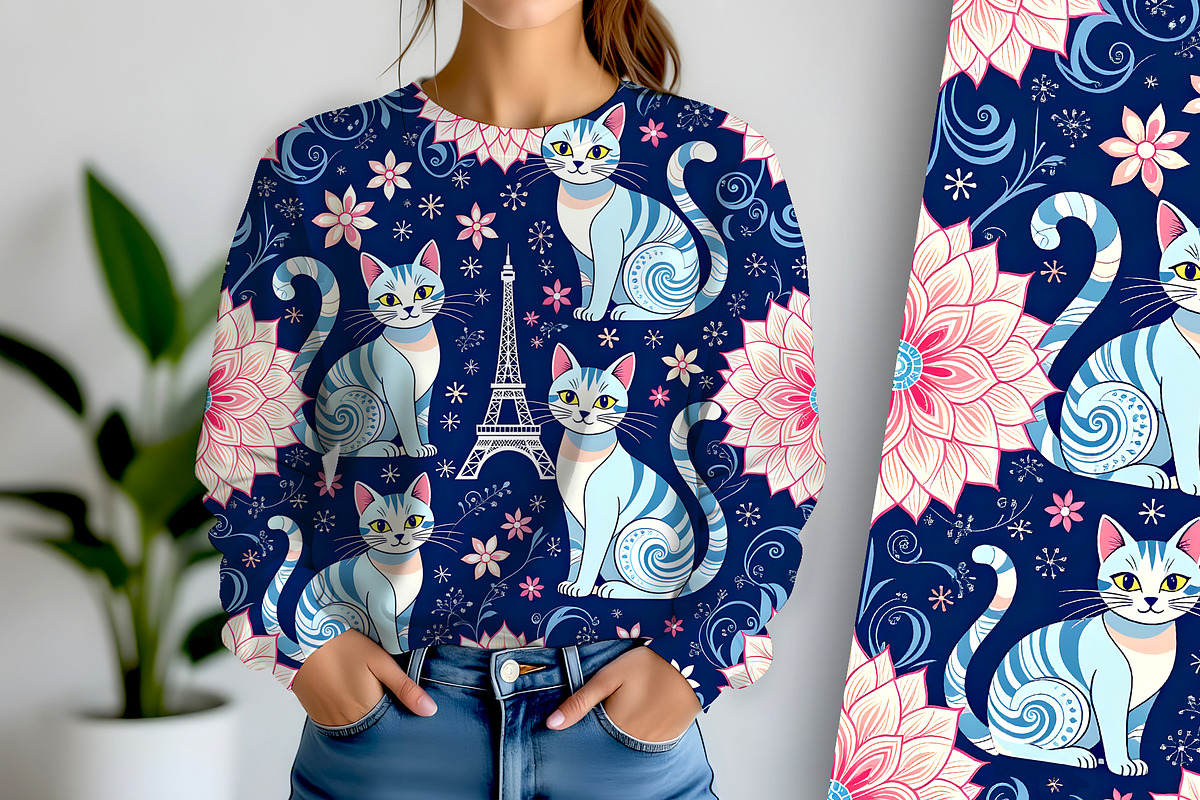 Parisian Cats Background, an Animal Illustration by Sharon Schwalbe (Photo 1 of 5)