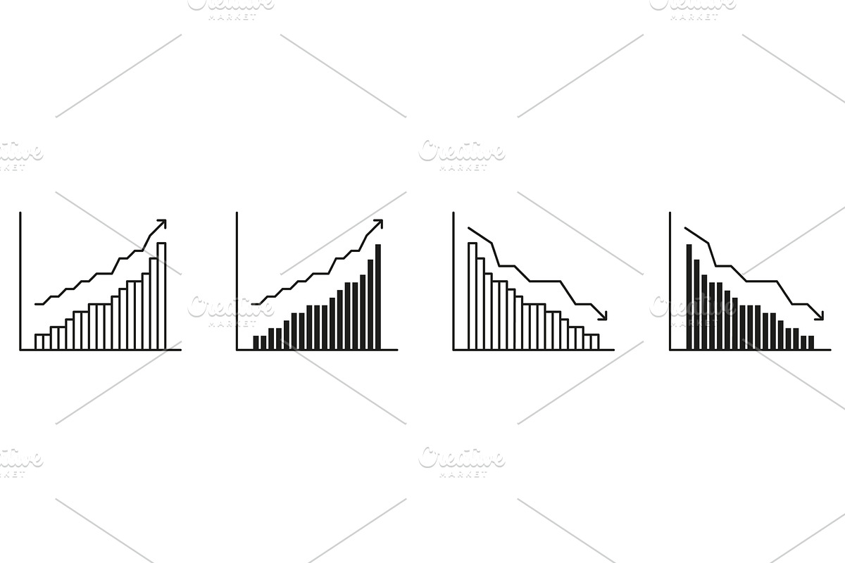 Bar Chart Growth And Decline Icons, a Finance Illustration by Gentle Studio