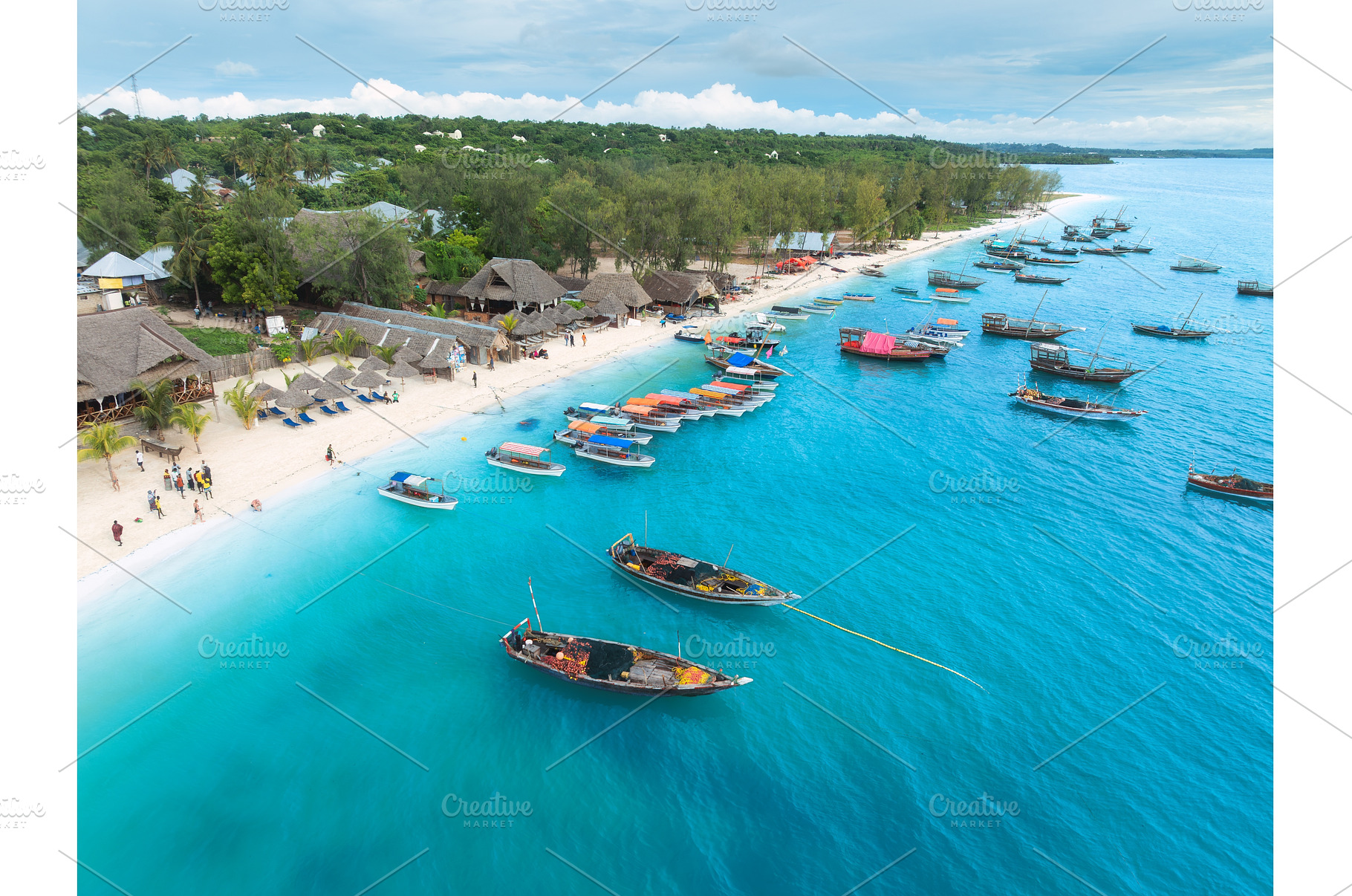 Aerial view of tourist boats and, a Nature Photo by den-belitsky