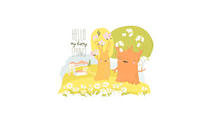 Cartoon Spring Blooming Trees and, an Object Illustration by Maria Starus