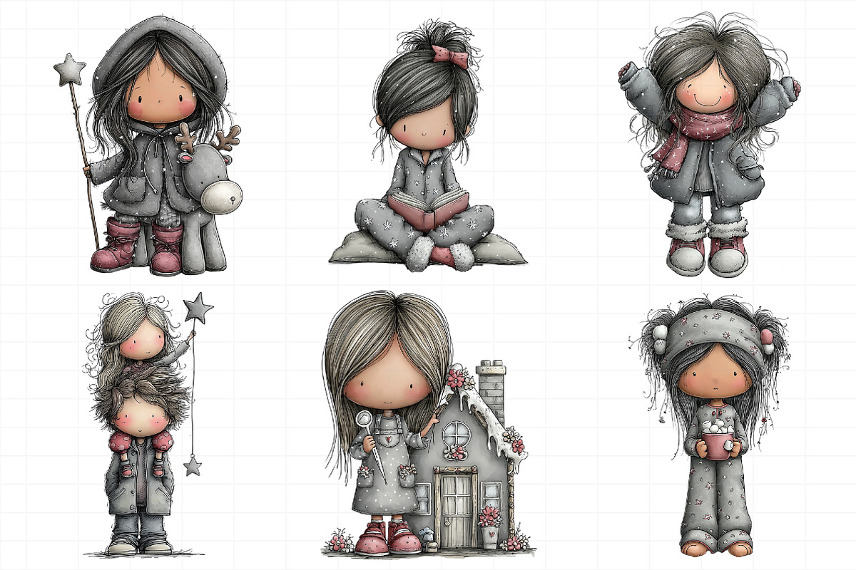 Christmas Little Girl Clipart, an Illustration by Daily.Designs (Photo 3 of 5)