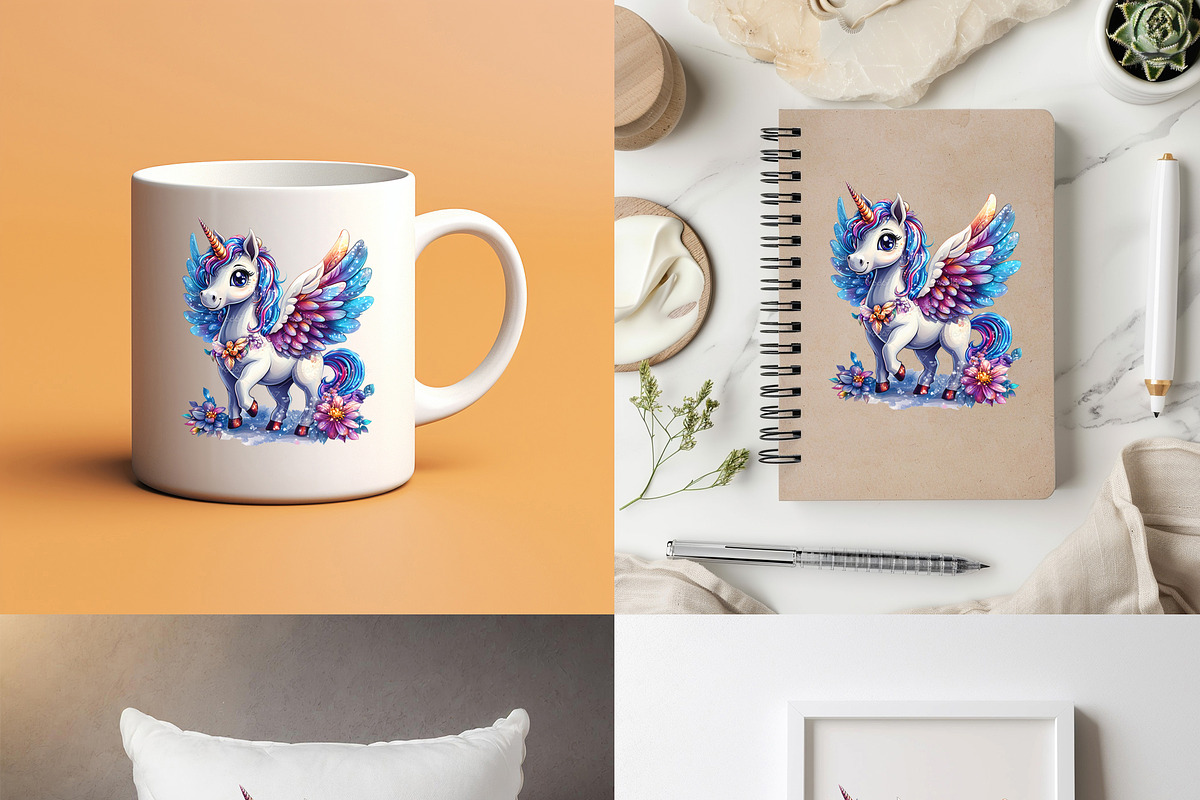 Cartoon unicorn pegasus with wings., an Animal Illustration by yod67 (Photo 9 of 9)