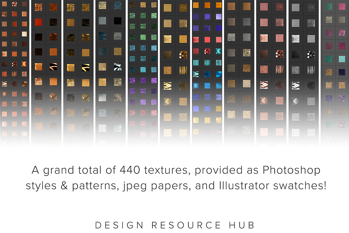 Photoshop Metallic Layer Styles, a Layer Style Add-On by Design Resource Hub (Photo 2 of 10)