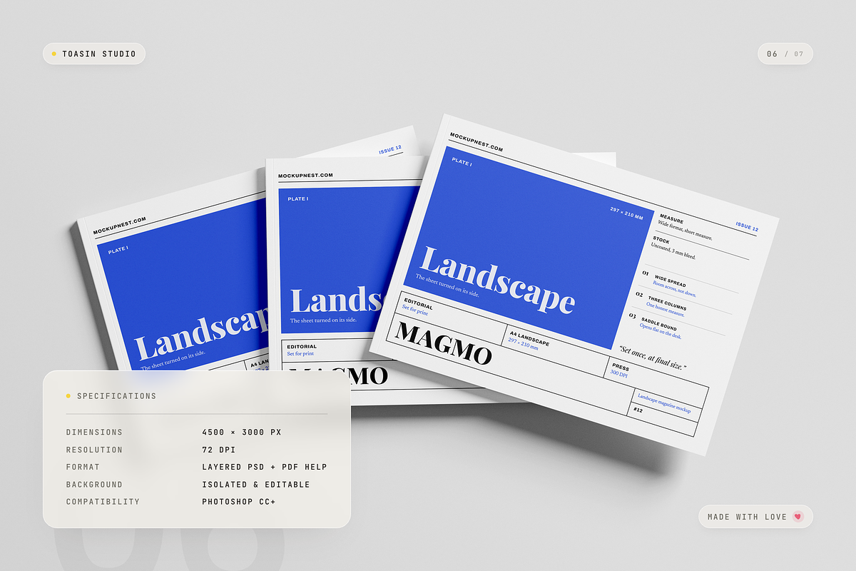A4 Landscape Magazine Mockup, a Books & Magazine Mockup by Toasin Studio (Photo 6 of 7)