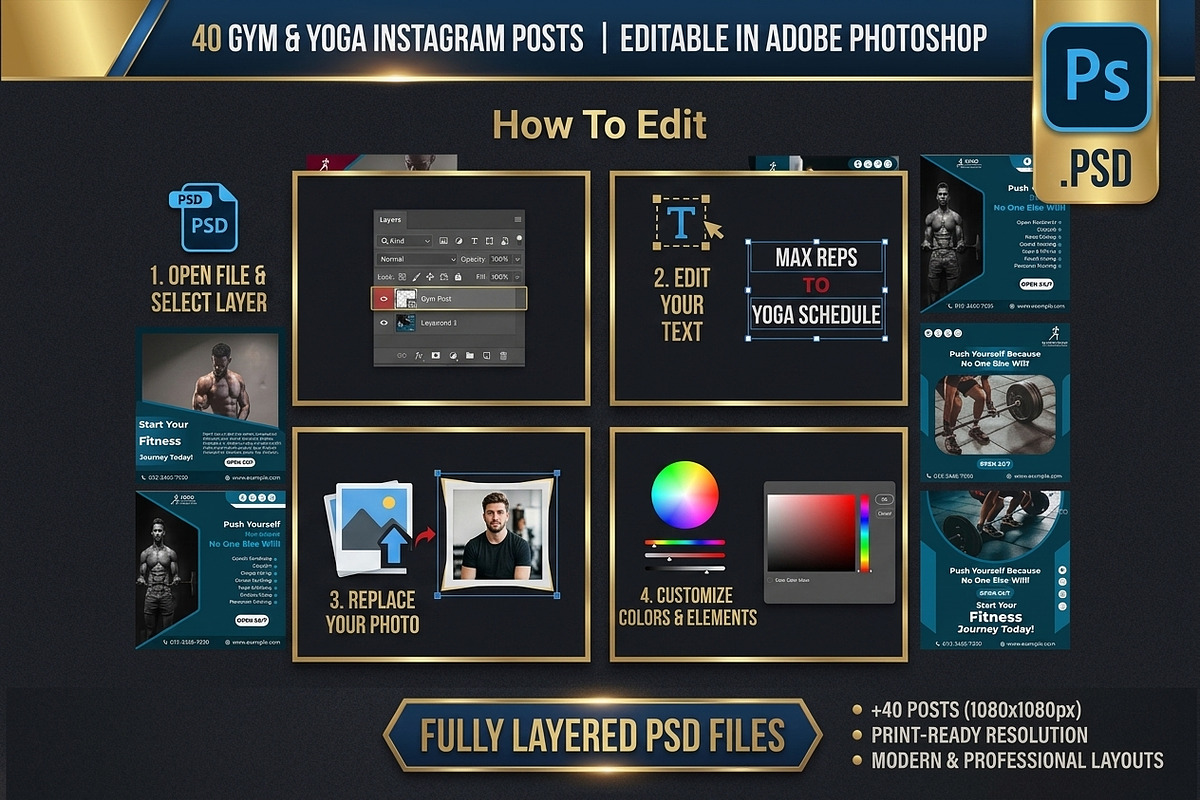 Gym - Fitness - Yoga - Instagram Kit, a Social Media Template by Mohammad Sarfaraz (Photo 3 of 3)