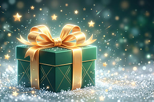 Gift Box Gold Ribbon Illustration