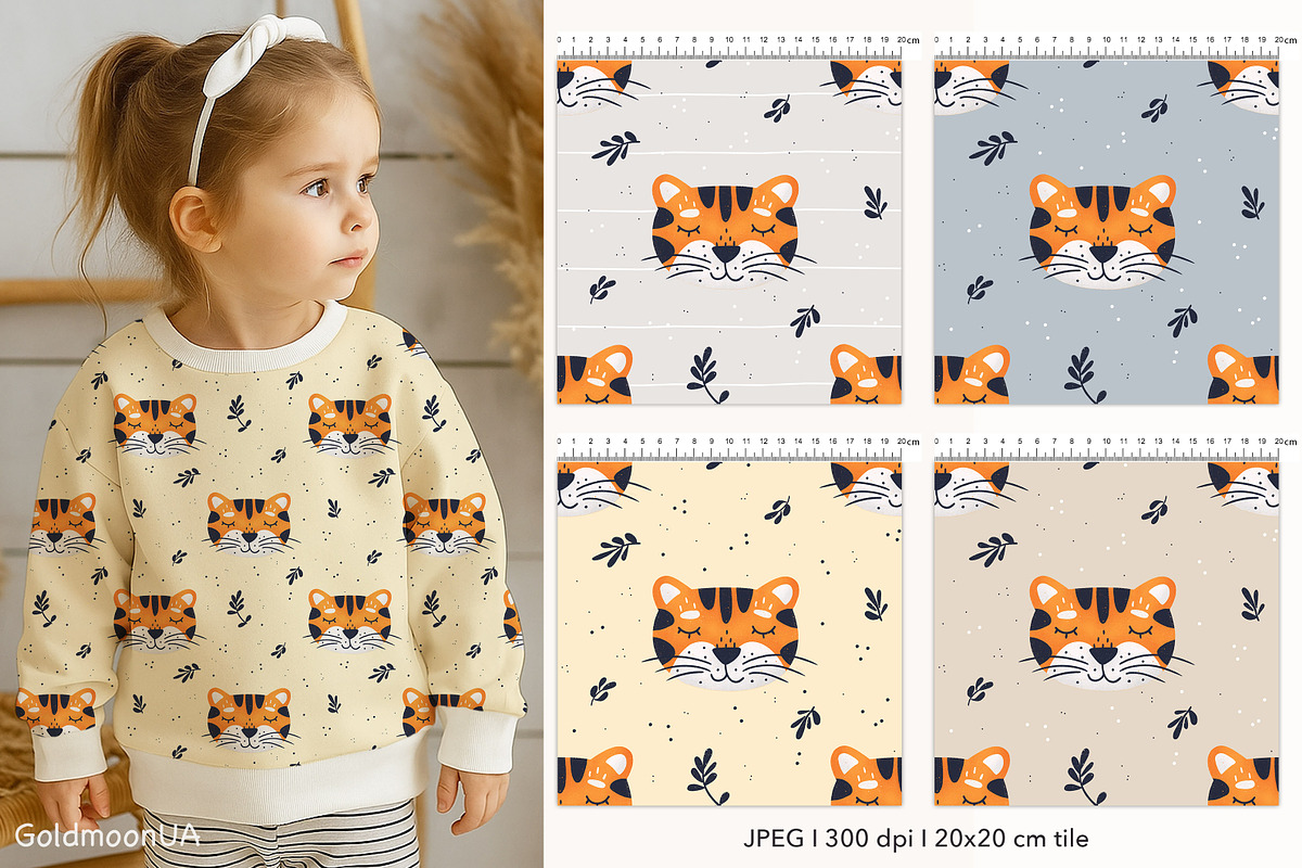 Tiger Patterns & Clipart, an Animal Illustration by GoldmoonUA (Photo 2 of 5)