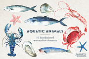 Gone Fishing Watercolor Clipart Set, an Animal Illustration by STUDIO CABINET (Thumbnail 2 of 5)