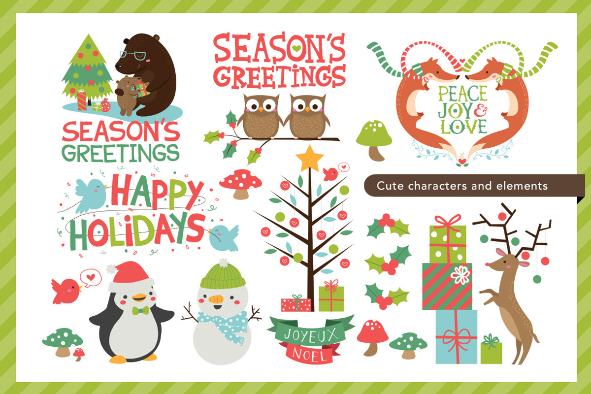 Christmas Critters Illustration Pack, an Animal Illustration by Quirky Queen Media (Photo 2 of 9)