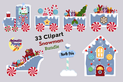 Snowman Christmas Train Bundle, a Seasonal Illustration by animatizmagix (Thumbnail 2 of 4)