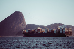 Cargo ship by Sugarloaf Mountain, a Transportation Photo by SkyNext