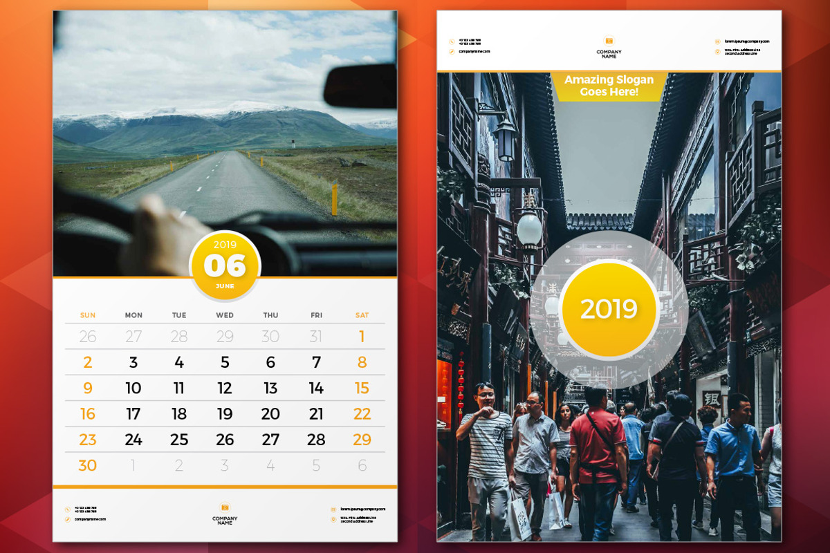 Wall Calendar 2019, a Stationery Template by AntartStock (Photo 3 of 4)