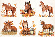 Autumn Brown Horse Clipart, an Illustration by Libby Wishes (Thumbnail 2 of 7)