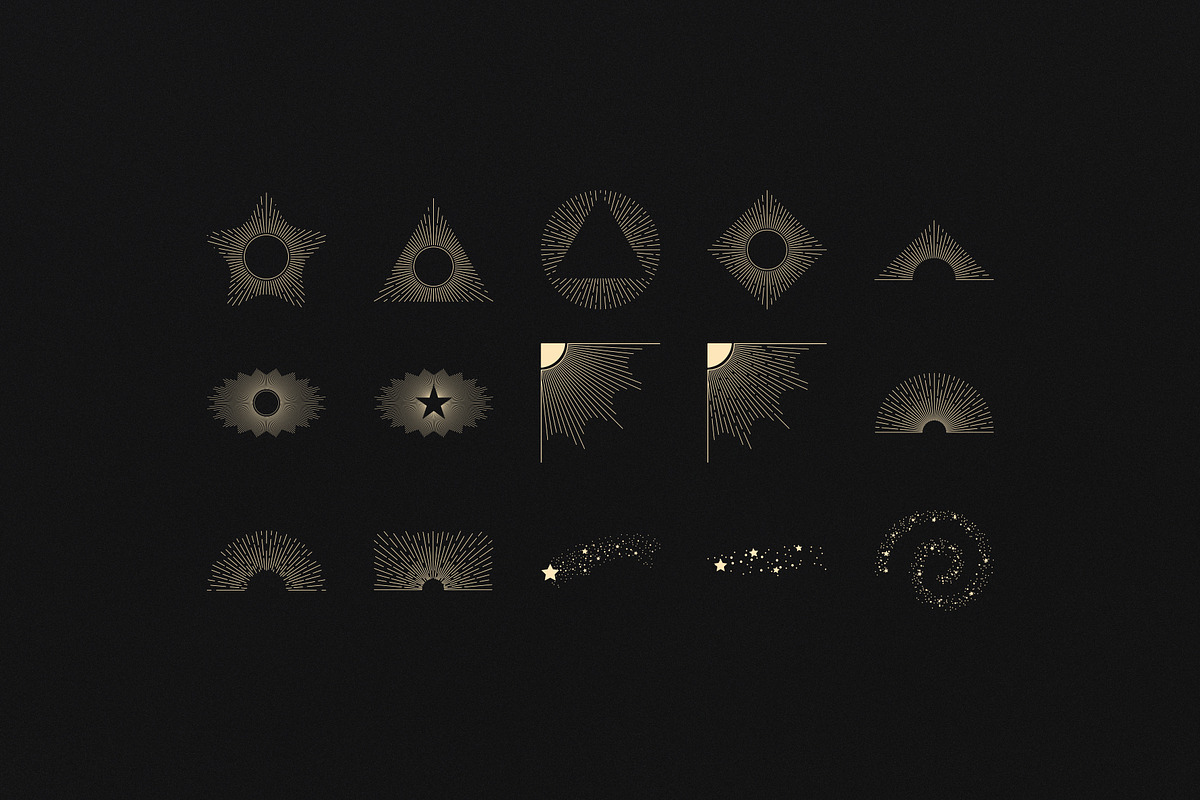 Sunburst, Sun, Moon & Stars vectors, an Illustration by jessicamdesign (Photo 7 of 8)
